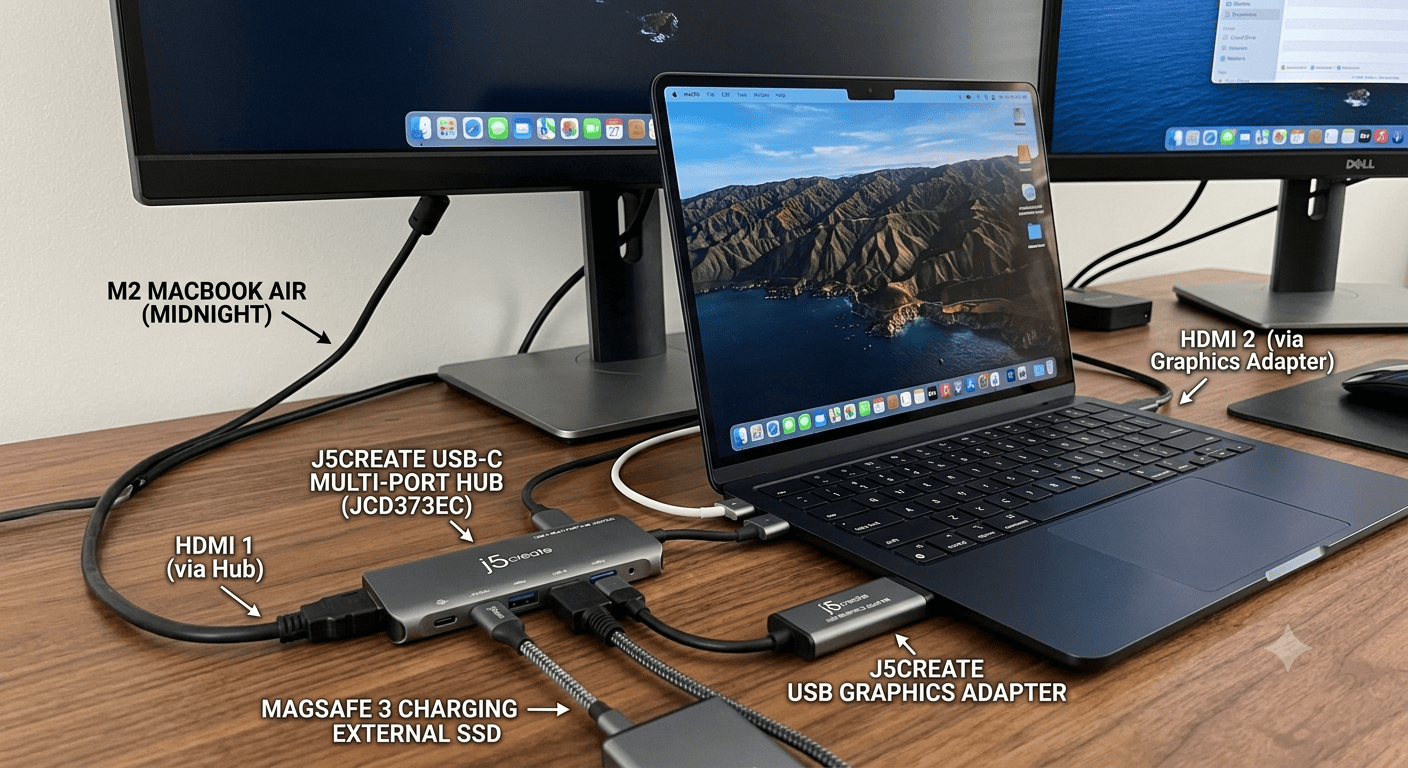 맥북에어 M2 모니터 2대 연결 방법과 J5 Create USB Display 문제 해결 가이드