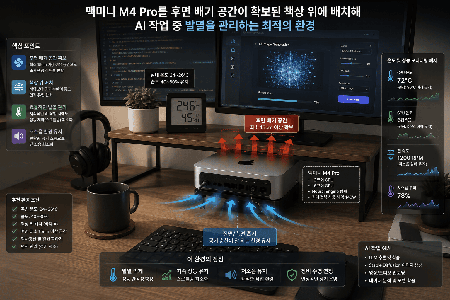 맥미니 M4 프로 모델별 성능과 발열 비교