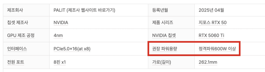 생각보다 정격파워보다 여유 있게 해야한다