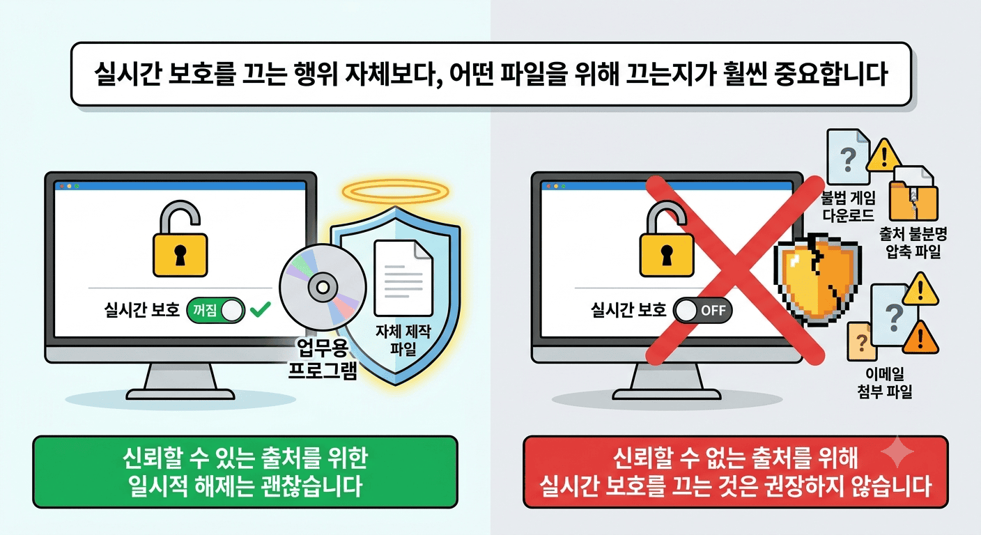 윈도우 실시간 보호 기능 일시 중지 방법, 설정 절차 정리