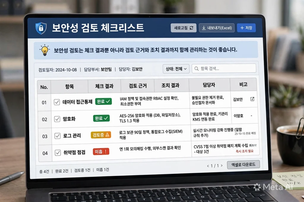 보안성 검토 체크리스트